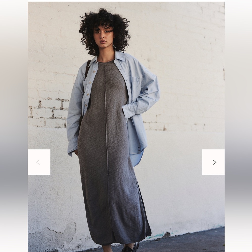 Free People Gray Long Sleeve Dress